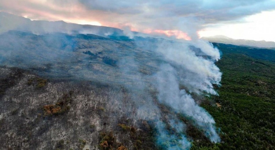 El incendio forestal en el Parque Nacional Los Alerces ya arrasó 577 hectáreas