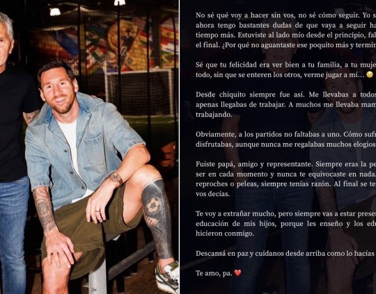 Messi despidió a su padre con una carta: “No sé cómo seguir”